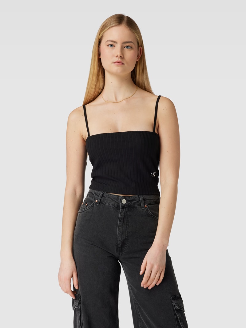 Crop Top im Ripp-Look in black