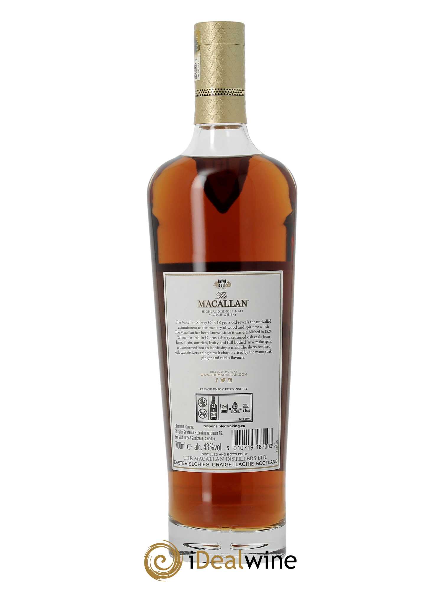 Whisky Macallan (The) 18 years Of. Sherry Oak Casks (70cl)  - Lot de 1 Bouteille