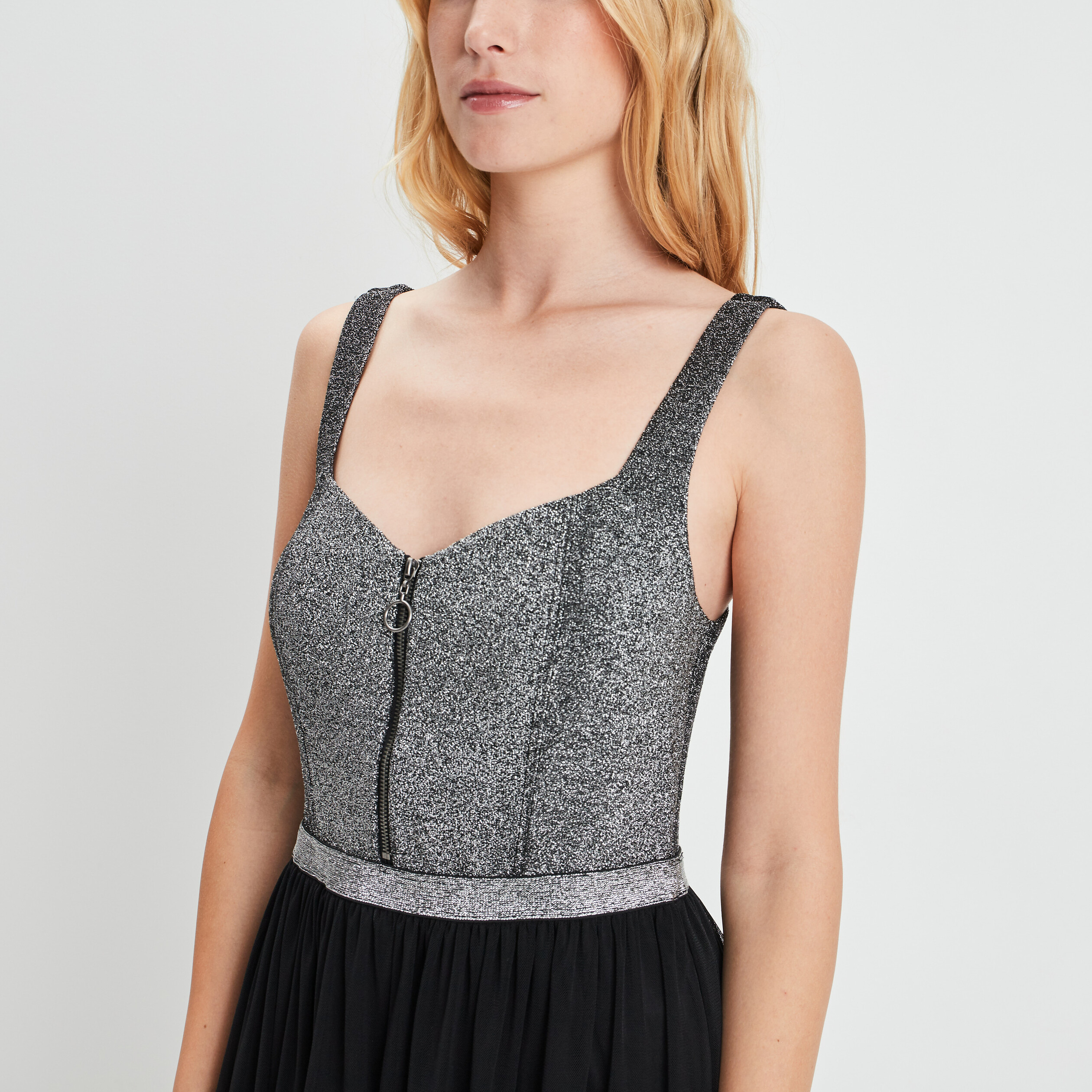 Robe évasée effet 2-en-1 noir femme | La Halle
