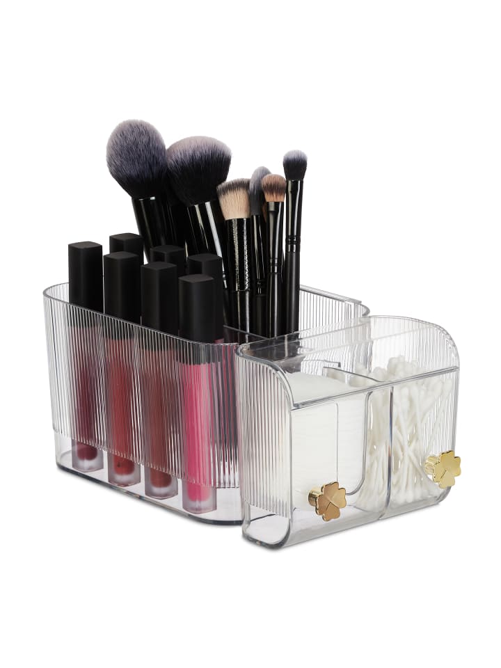 relaxdays Kosmetik Organizer in Transparent/ Gold - (B)24 x (H)10 x (T)12,5 cm günstig kaufen onesize