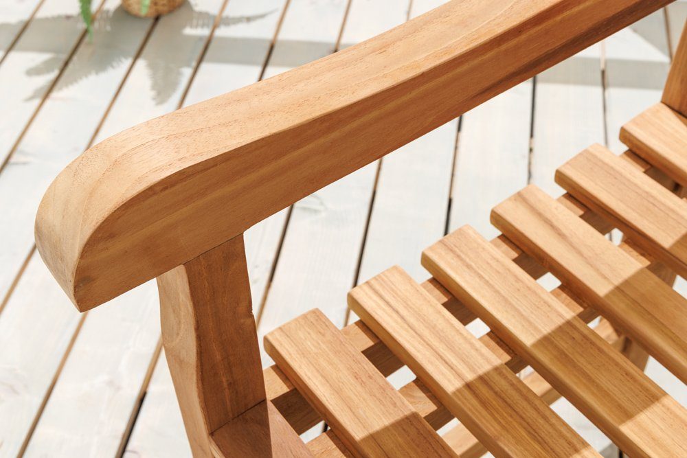 riess-ambiente Gartenbank EMPIRE TEAK 120cm natur (Einzelartikel, 1-St), Massivholz · wetterfest · Lehne · Maritim · Outdoor · Balkonmöbel
