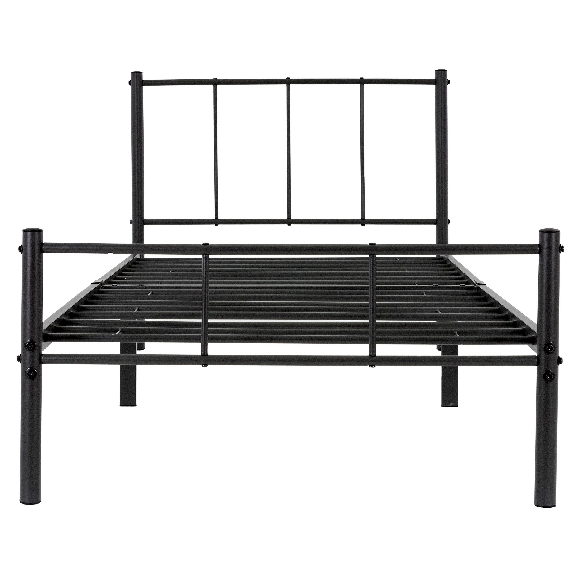 ML-DESIGN Metallbett Bettgestel Schlafzimmerbet Kinder Jugendliche Erwachsene, Gästebett, Schwarz 90x200cm Stahlrahmen robust leichte Montage