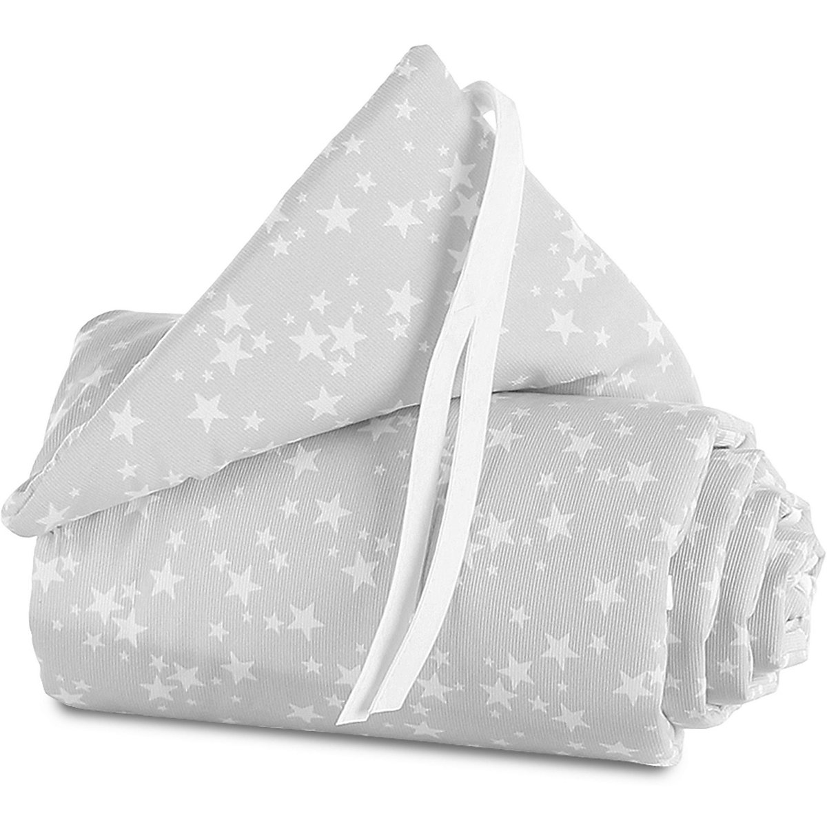 Nestchen pique für babybay mini/midi, perlgrau Sterne weiß - 160 cm