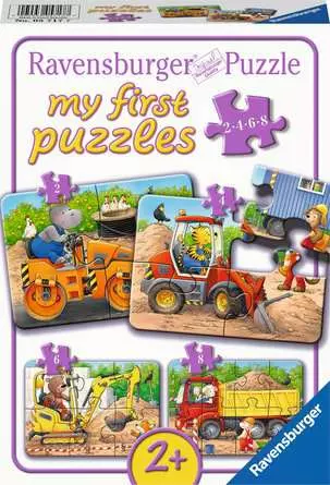 Kinderpuzzle ab 2 Jahren - Tiere auf der Baustelle - 2 + 4 + 6 + 8 Teile