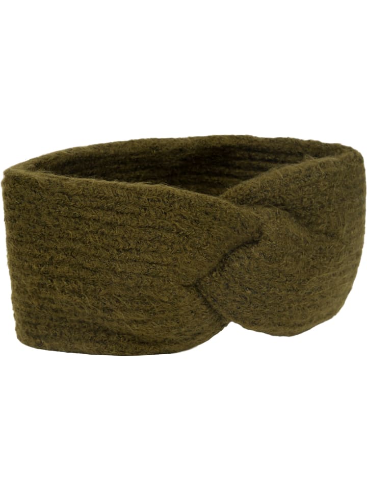 styleBREAKER Strick Stirnband mit Perlrippen Muster und Knoten in Oliv günstig kaufen onesize