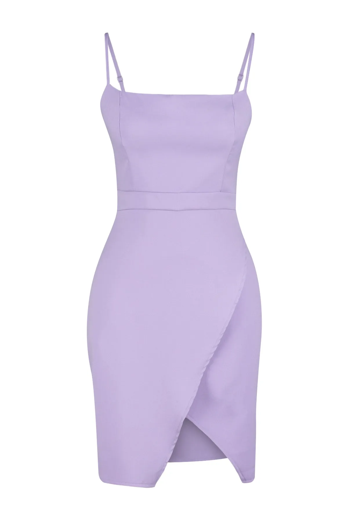 Trendyol Collection  Fliederfarbener, figurbetonter, asymmetrischer Mini-Webrock, Detailliertes Webkleid TWOSS23EL01286