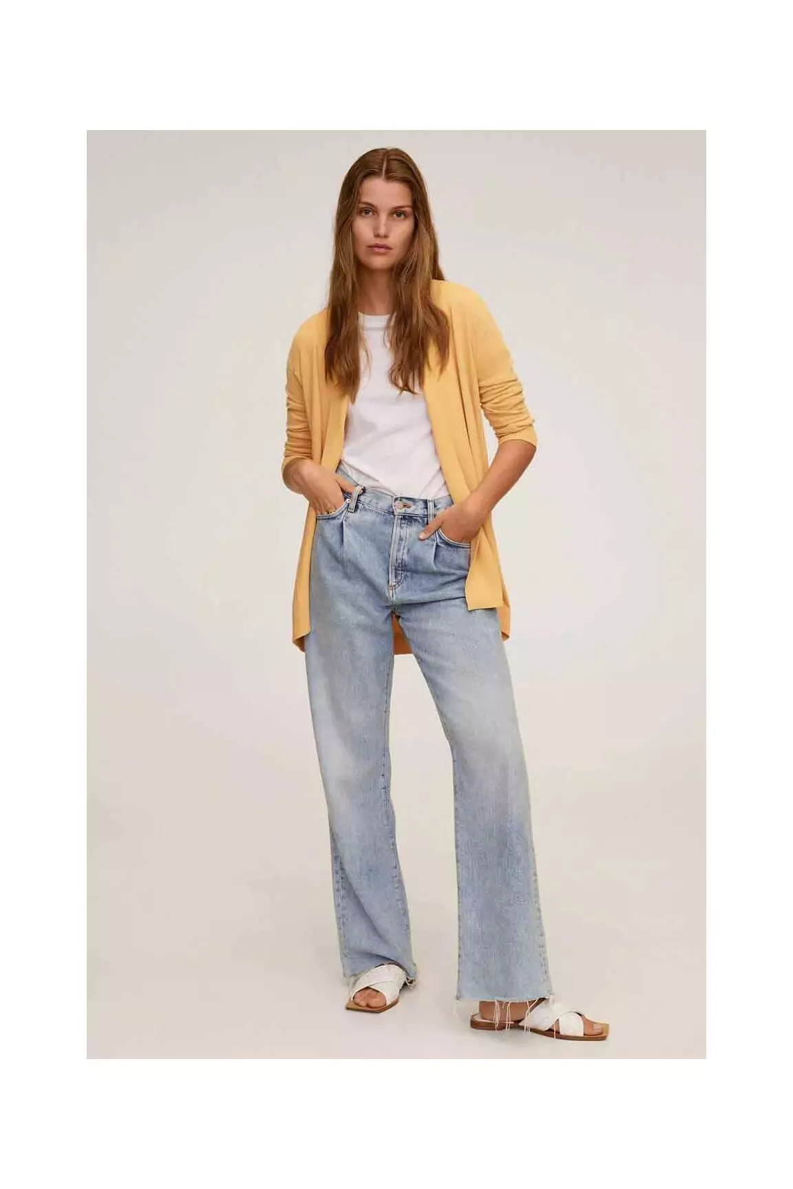Mango Cardigans Femme couleur jaune
