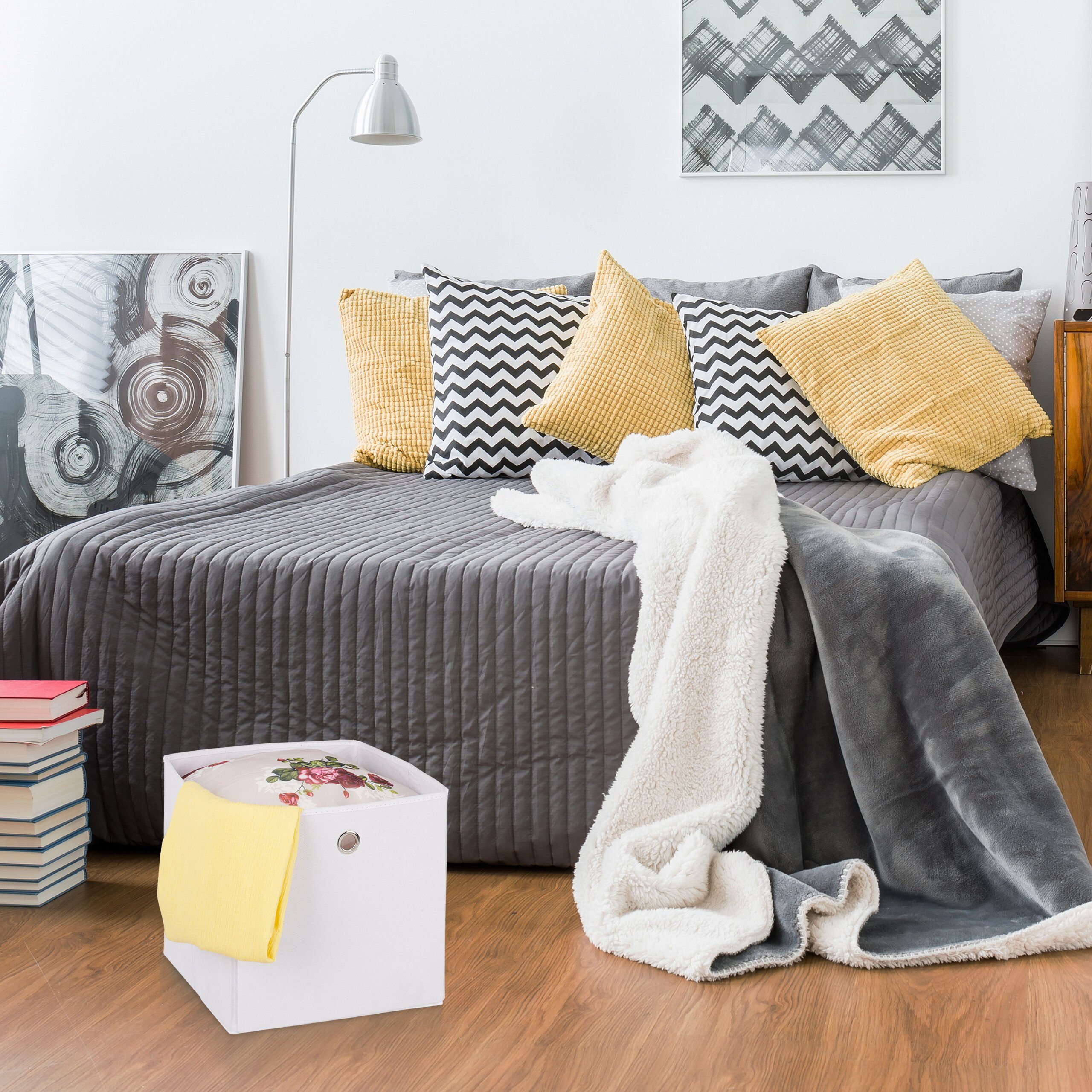 relaxdays Aufbewahrungsbox Aufbewahrungsbox im 4er Set, Weiß