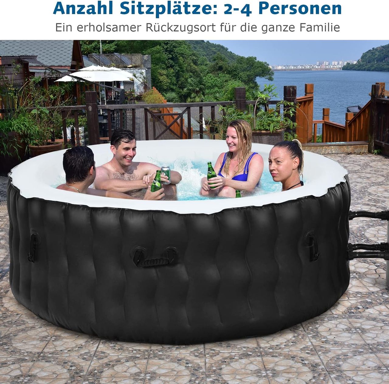 Costway Aufblasbarer Whirlpool Ø180cm | 4 Personen