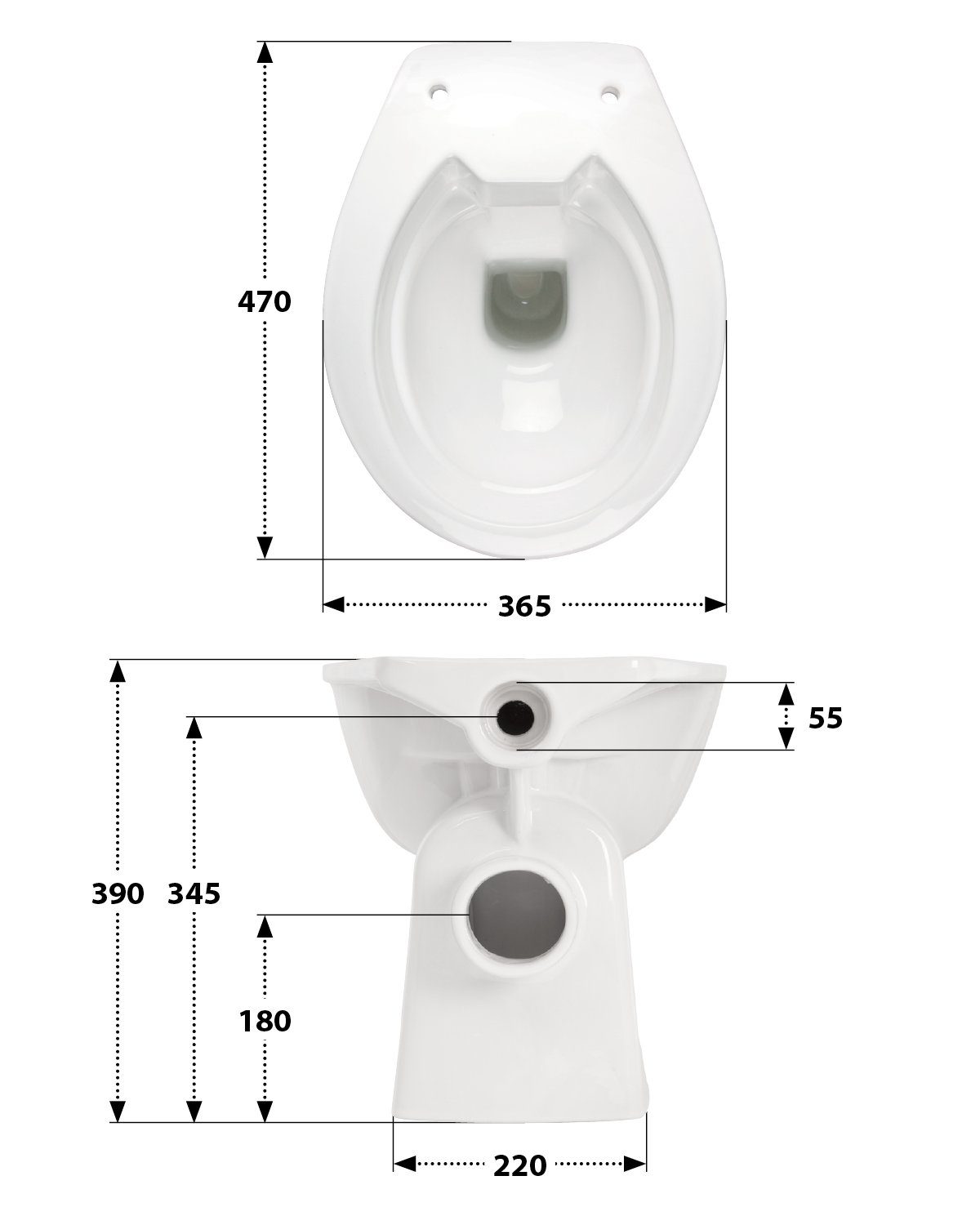 aquaSu Tiefspül-WC, Bodenstehend, Abgang Waagerecht, Stand-WC, spülrandlos, Tiefspüler, Abgang waagerecht, 572408