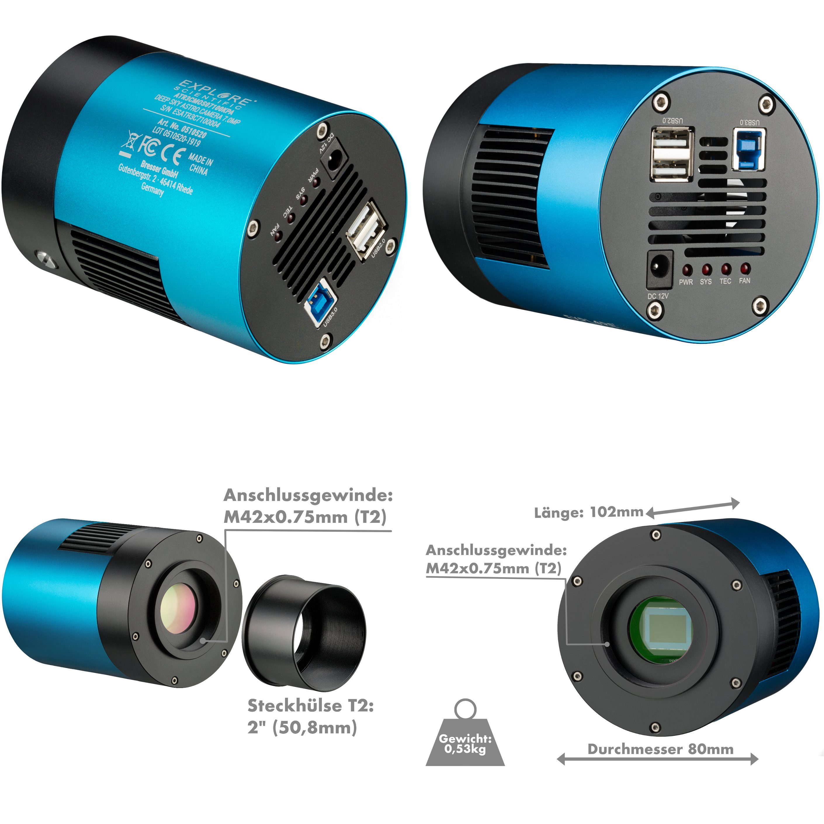 EXPLORE SCIENTIFIC Teleskop Deep Sky Astro Kamera 7,1MP
