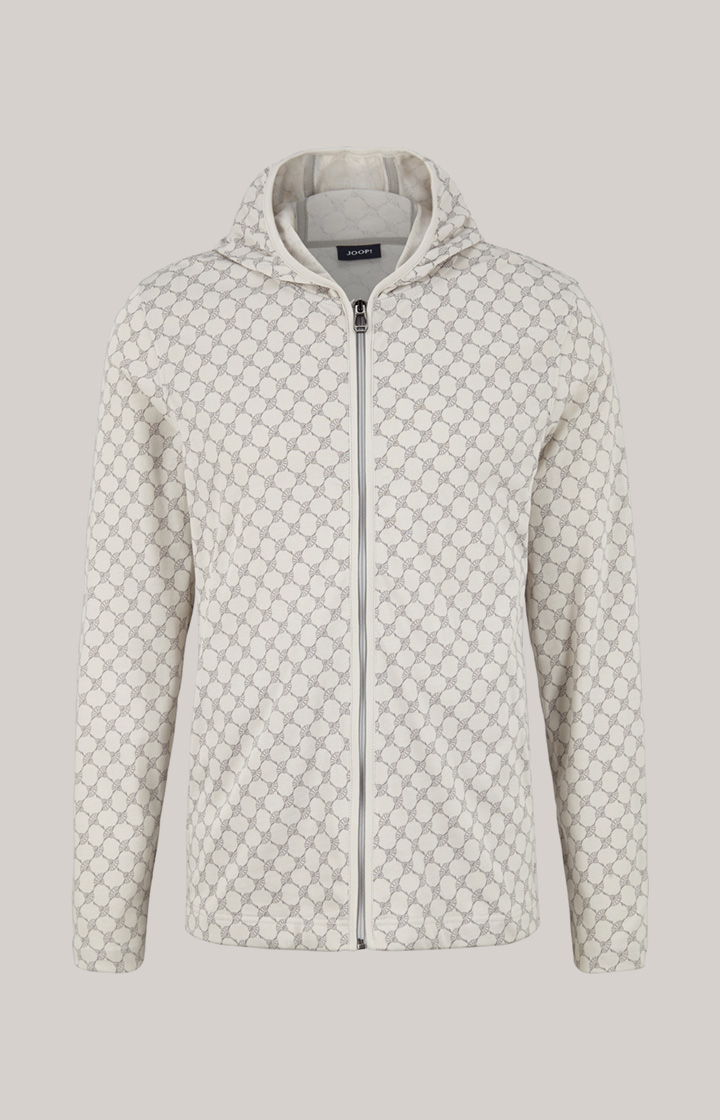 Loungewear Sweatjacke in Offwhite/Grau gemustert
