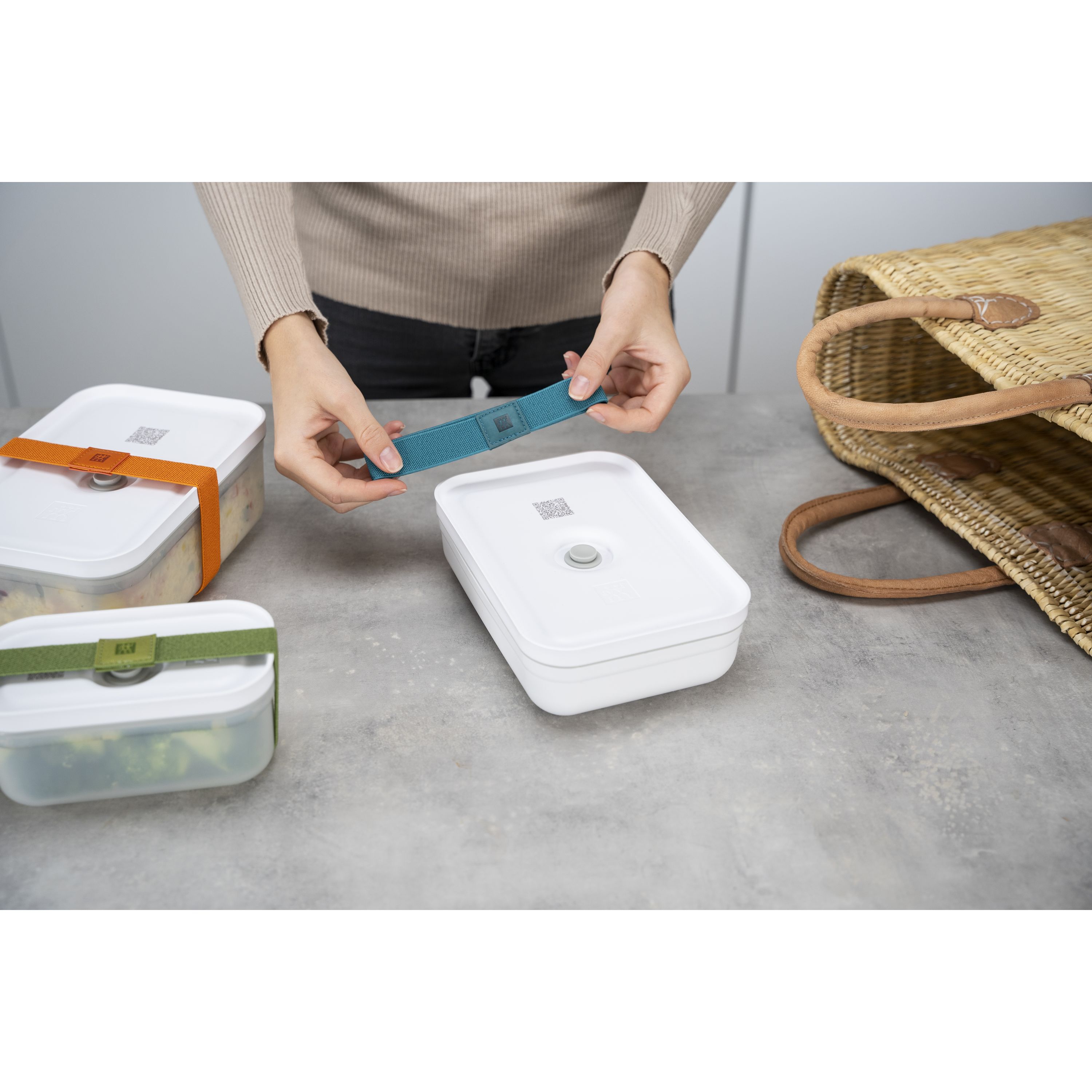 Vakuum Lunchbox L, Kunststoff, Weiß-grau