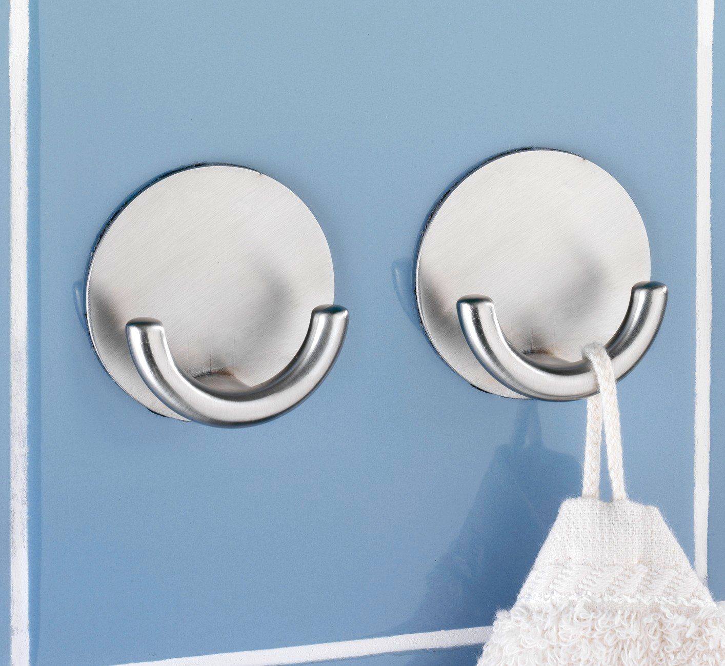 WENKO Wandhaken Rondo, (Set, 4-St), Edelstahl, selbstklebend, rostfrei