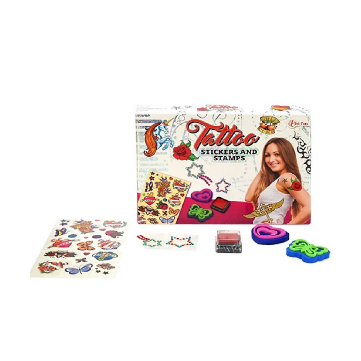TATTOO Set mit Tattoo Aufkleber und Stempeln Kindertattoos