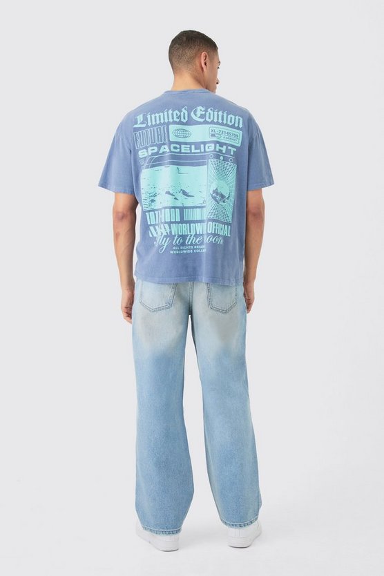 Oversize T-Shirt mit Mond-Print