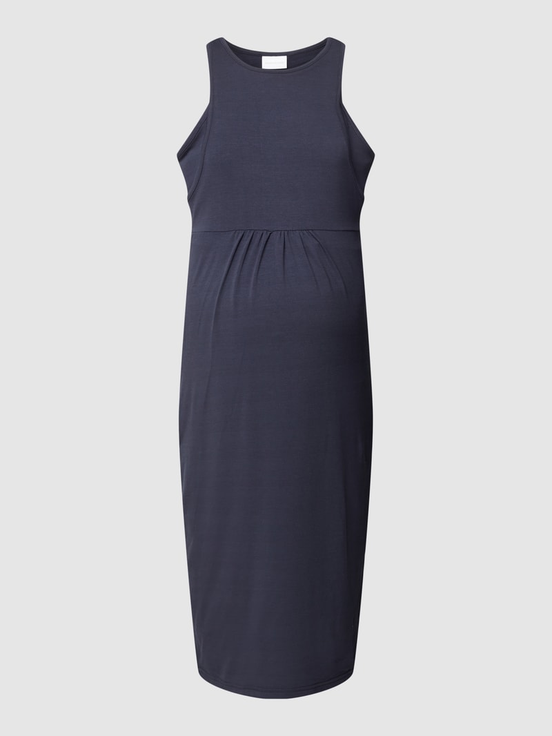 Knielanges Umstands-Kleid mit Still-Funktion Modell 'IDA' in marineblau