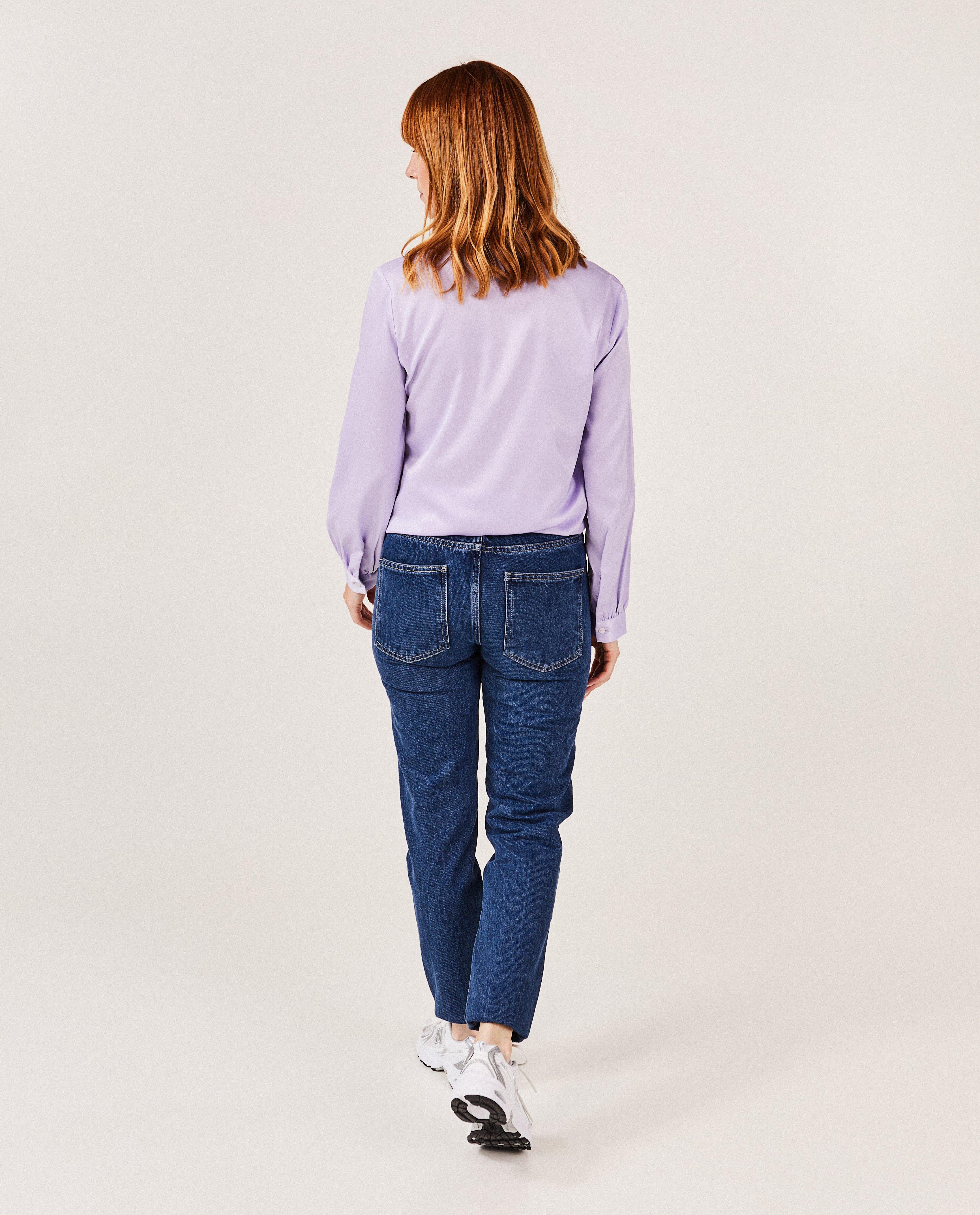 Pantaloni Sora albastru închis, croială mom albastru închis