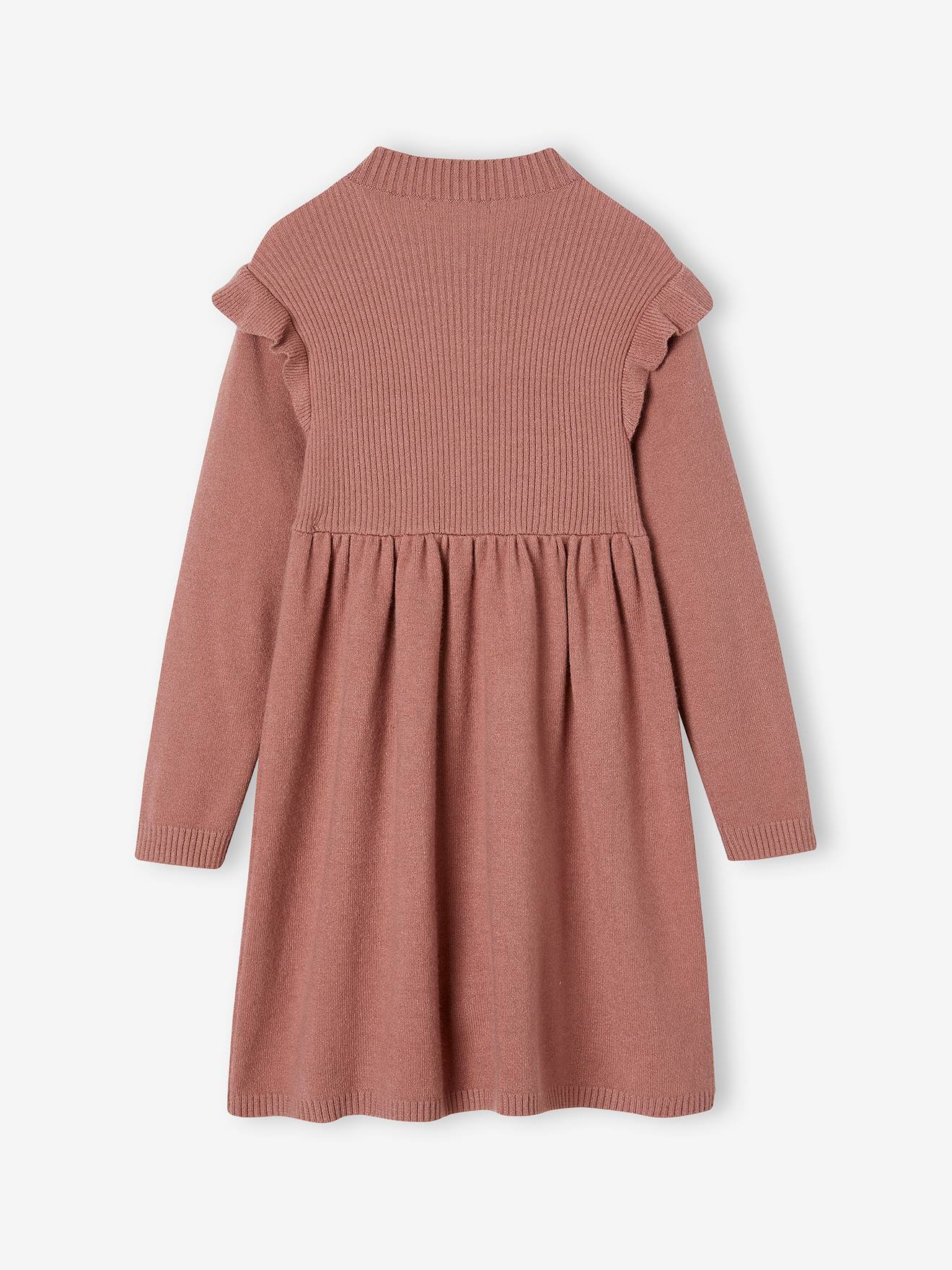 Vertbaudet Mädchen Strickkleid mit Volants Oeko-Tex - nachtblau