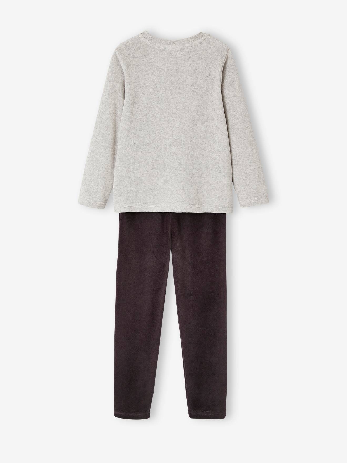 Pyjama skate velours garçon gris chiné
