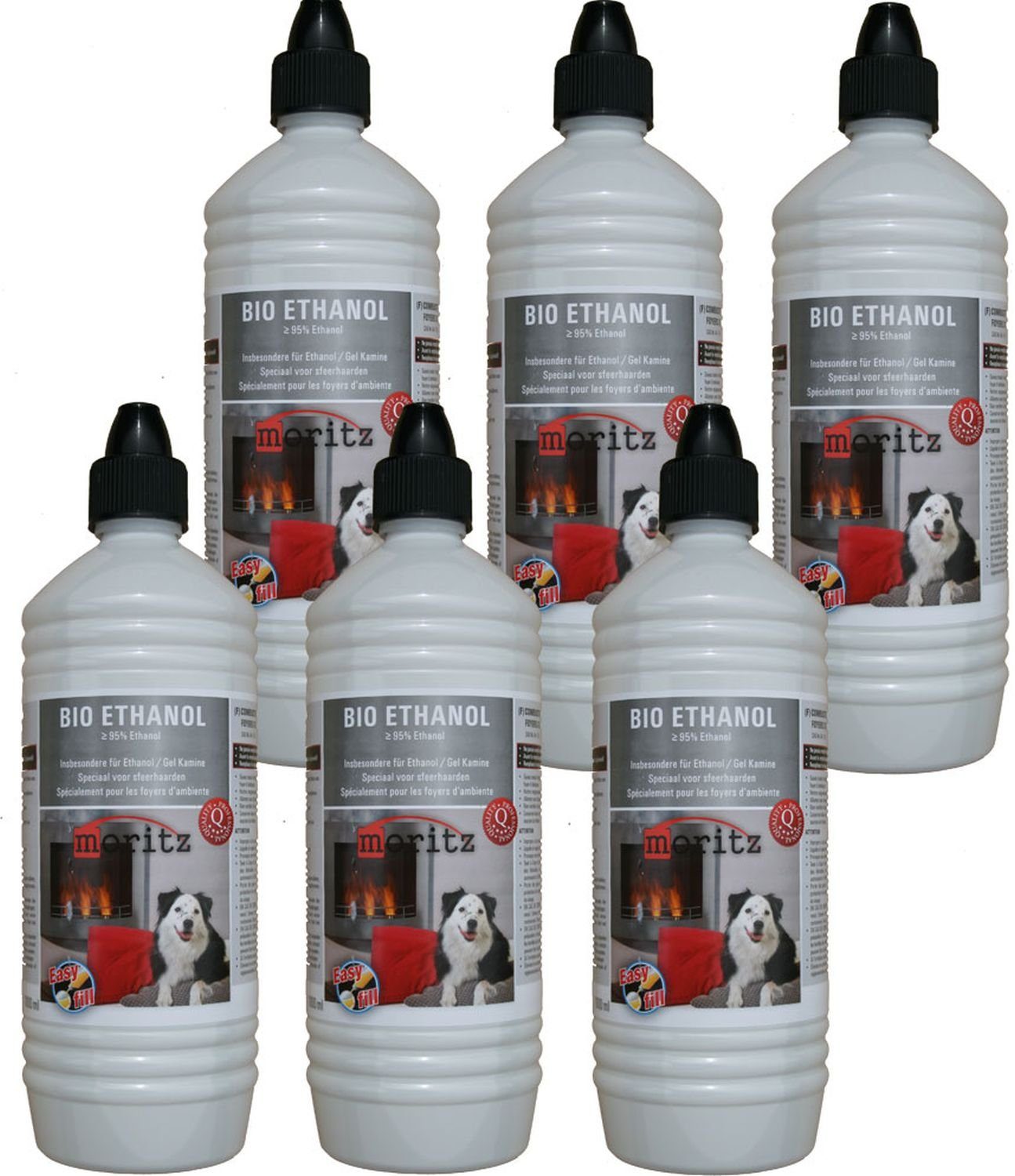 Moritz Bioethanol 6L Bio Ethanol >95% für Ethanolkamine Tischfeuer, Premium Alkohol für Ethanolkamine Gelkamine Standakamine Tischkamine