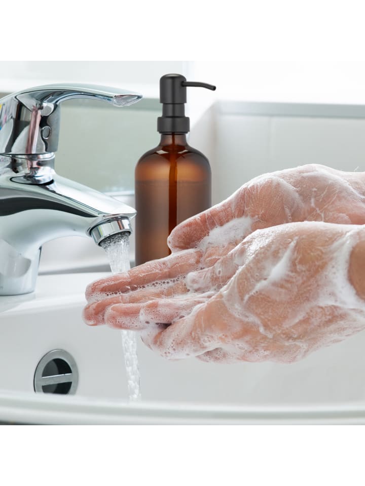 relaxdays 2 x Glas Seifenspender in Braun - 500 ml günstig kaufen onesize