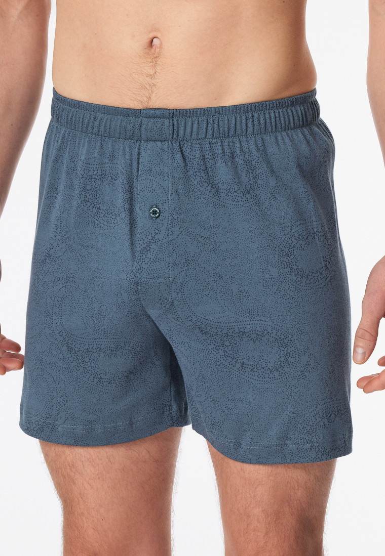 Boxershorts Interlock Paisley nachtblau - Fine Interlock
