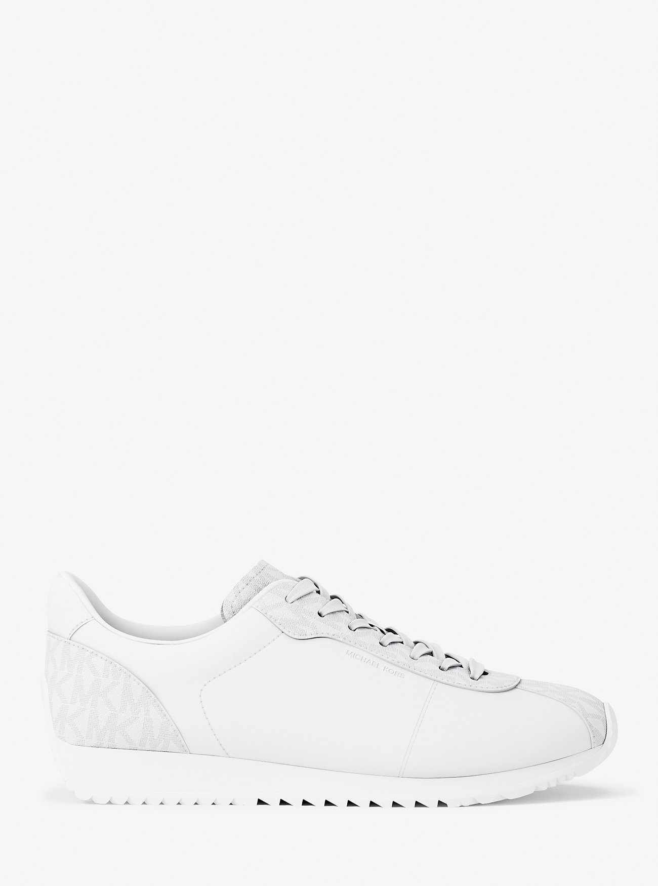 Rhodes joggesko i skinn og snøring i twill – LYSH WHT