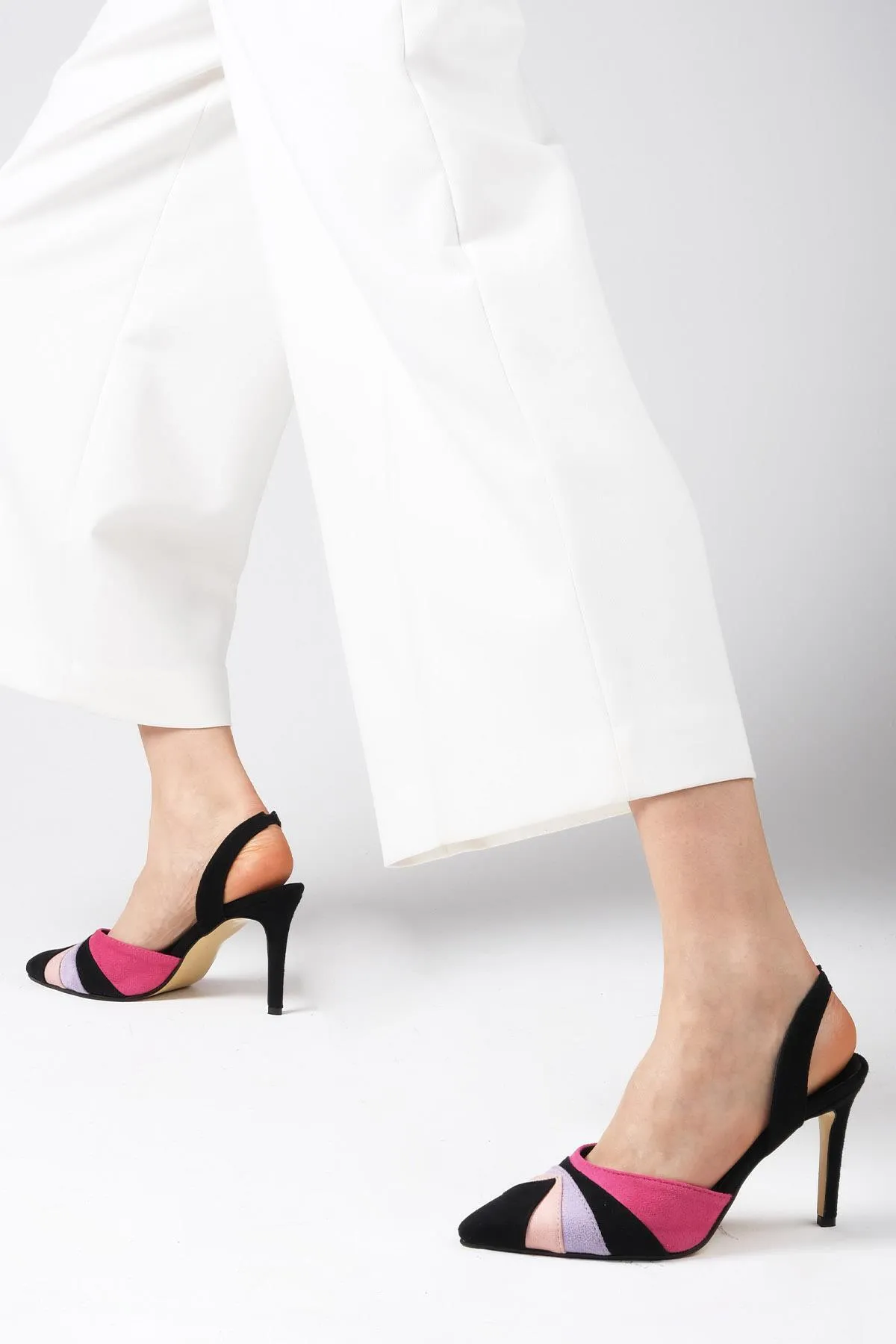 Mio Gusto  Valentina – Mehrfarbige Damenschuhe mit offenem Rücken und Absatz