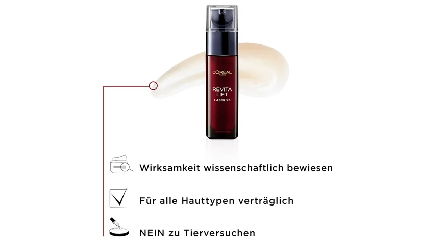 L'Oréal Paris Dermo Revitalift Laser x3 Serum Anti Age - Straffendes Anti-Aging-Serum mit Hyaluronsäure und Vitamin C 30 ml