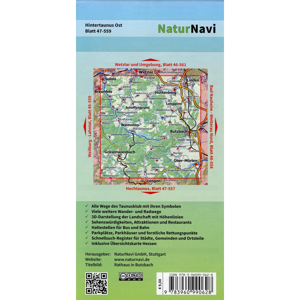 Hintertaunus Ost 1 : 25 000, Blatt 47-559 - Wanderkarte