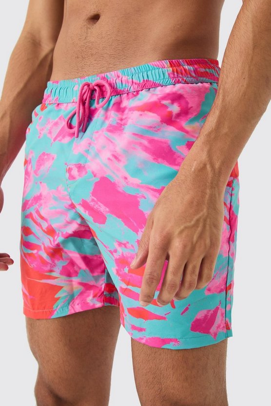 Mittellange Badehose mit abstraktem Print