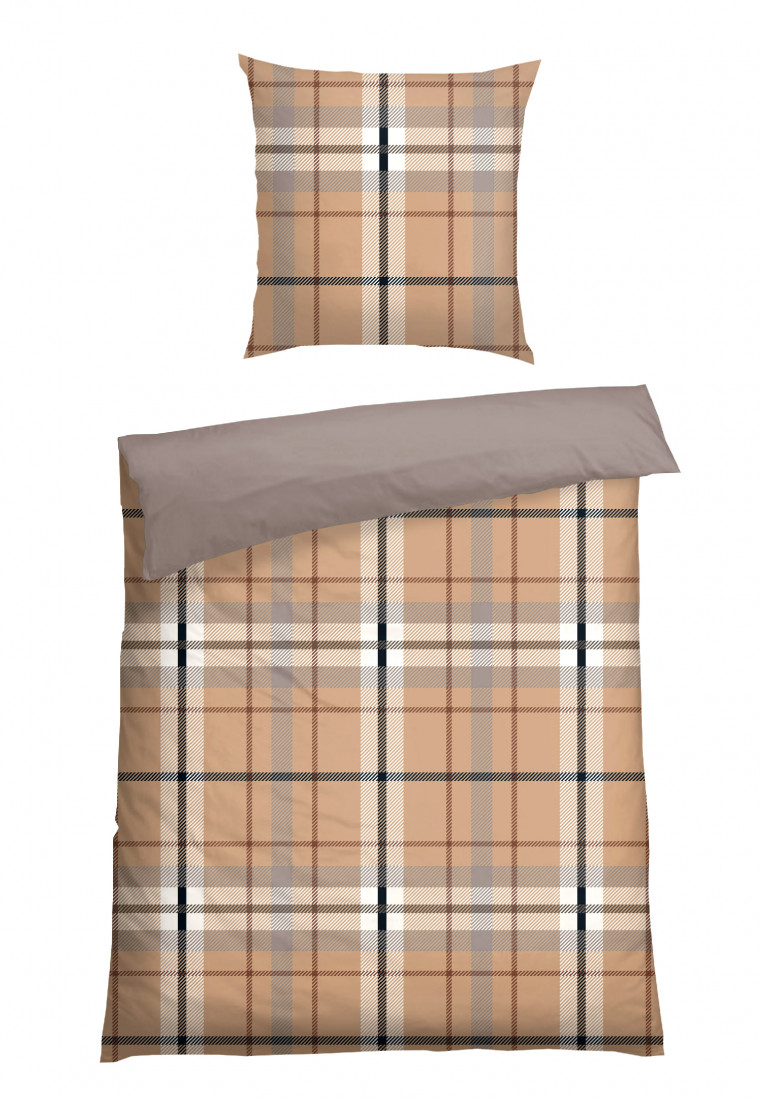 Wende-Bettwäsche 2-teilig beige - Feinbiber