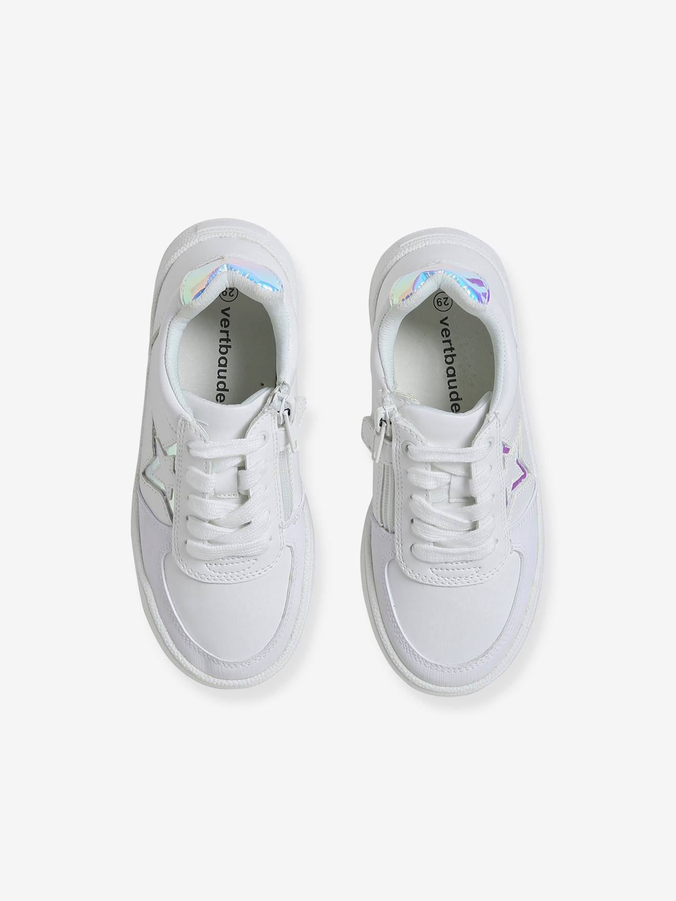 Vertbaudet Mädchen Sneakers, Reißverschluss und Schnürung - weiß