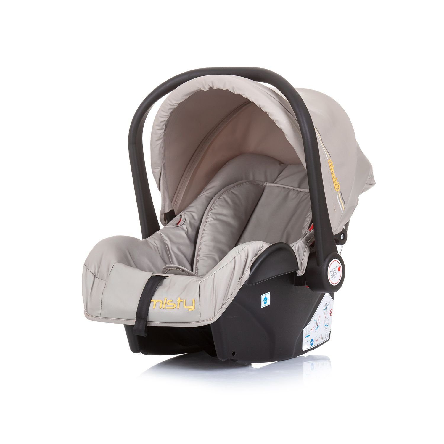 Chipolino Babyschale Babyschale Misty Gruppe 0+, bis: 13 kg, (0-13 kg) Kissen, 3-Punkt-Gurt, Sonnendach