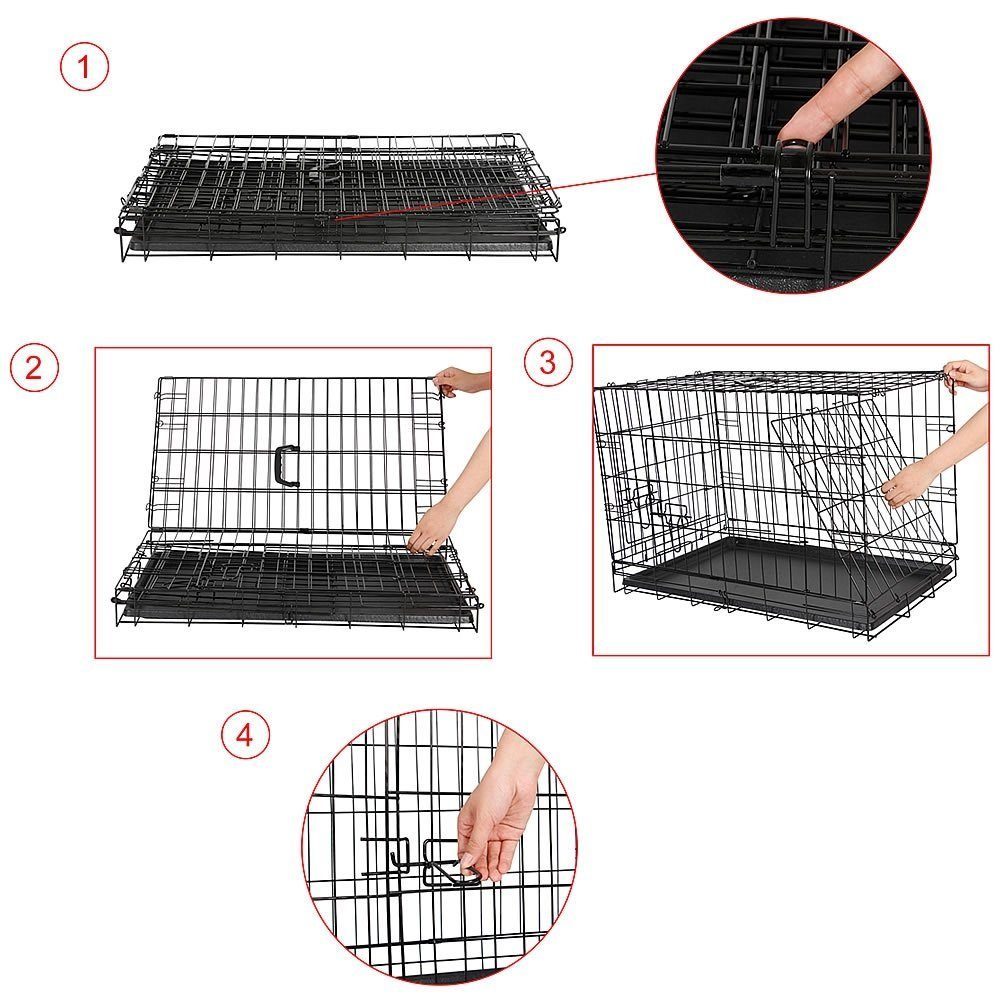 Melko Hundekäfig Transportbox Autotransportbox Hundetransportbox Falltbar in Schwarz oder Silber Drahtkäfig Hunde Gitterbox Hundekäfig Katze Transportkäfig Metall Tierkäfig, Rostbeständiger beschichteter Eisendraht