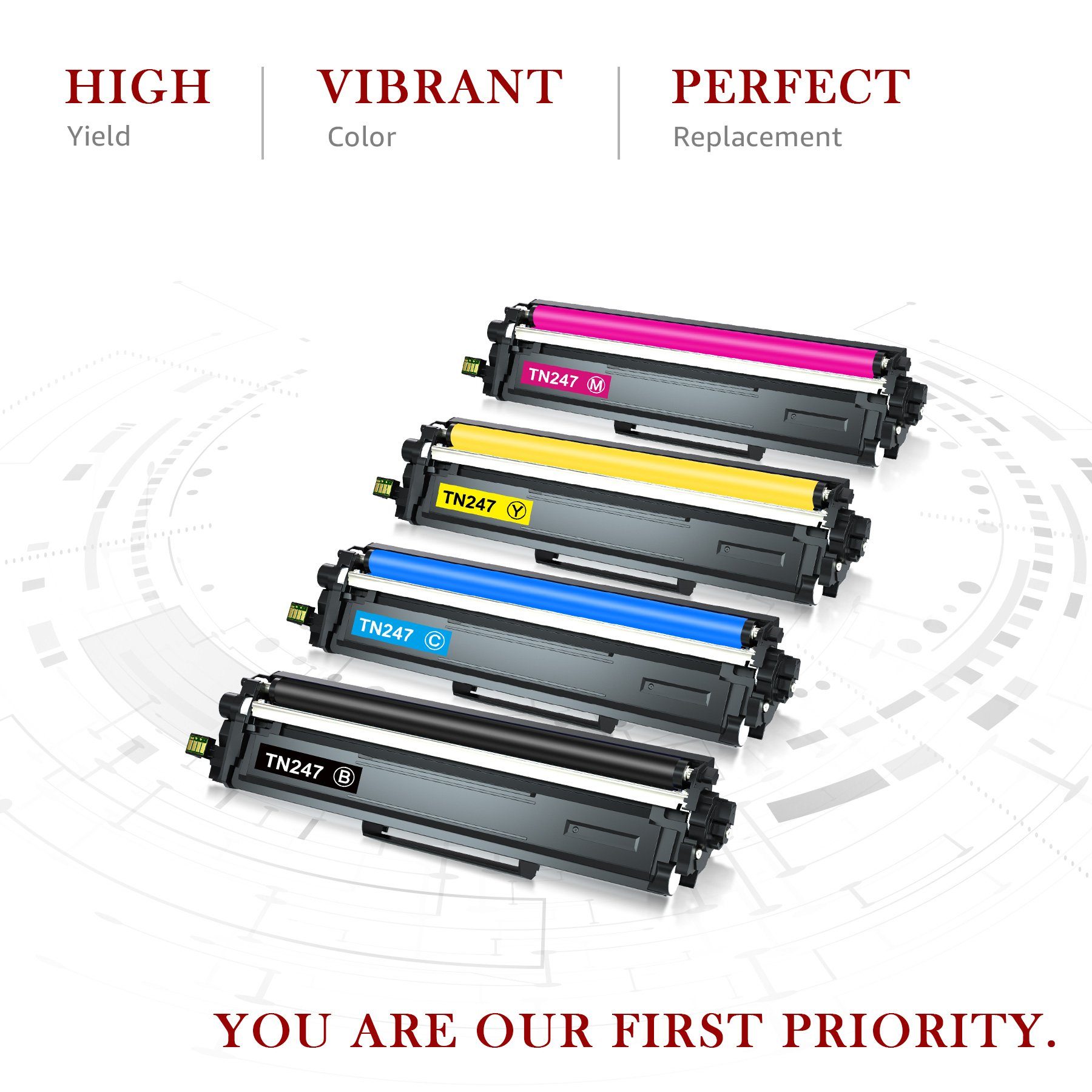 Toner Kingdom Tonerpatrone 5pk TN247 TN-243 Multipack, (für Brother MFC-L3710CW MFC-L3730CDN MFC-L3740CDN MFC-L3750CDW MFC-L3770CDW HL-L3210CW HL-L3230CDW), HL-L3270CDW HL-L3280CDW DCP-L3510CDW DCP-L3550CDW