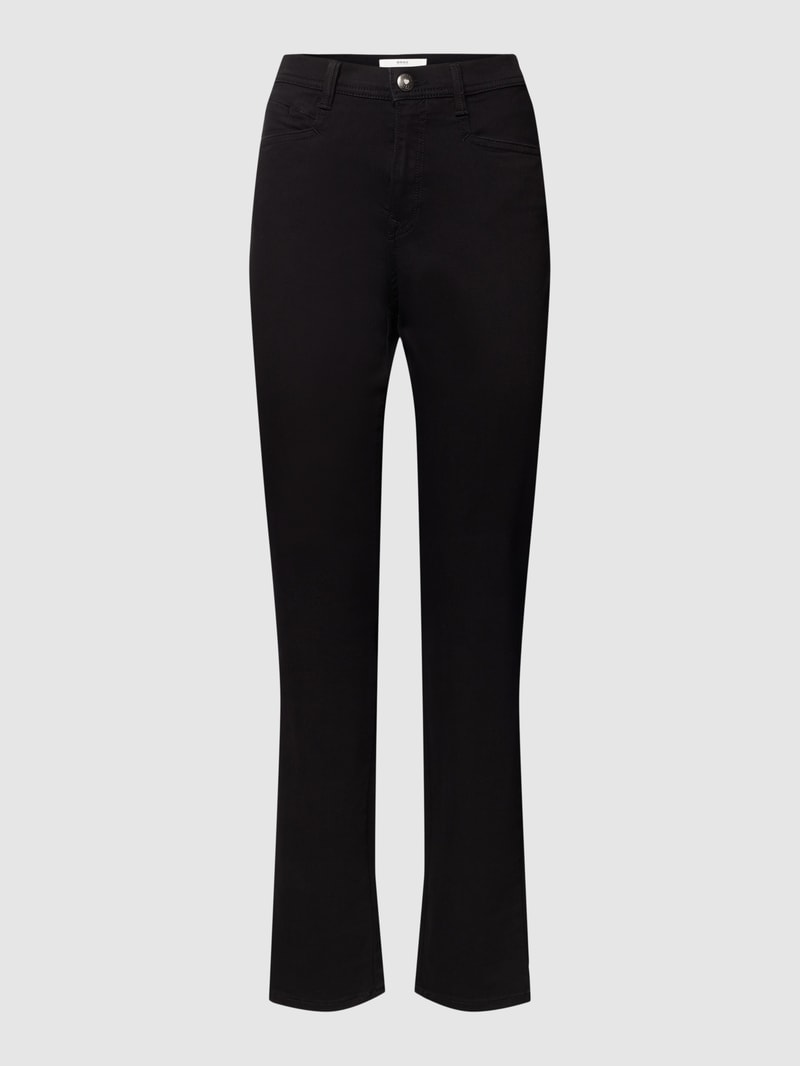 Jeans mit Label-Patch aus Leder Modell 'Carola' in schwarz