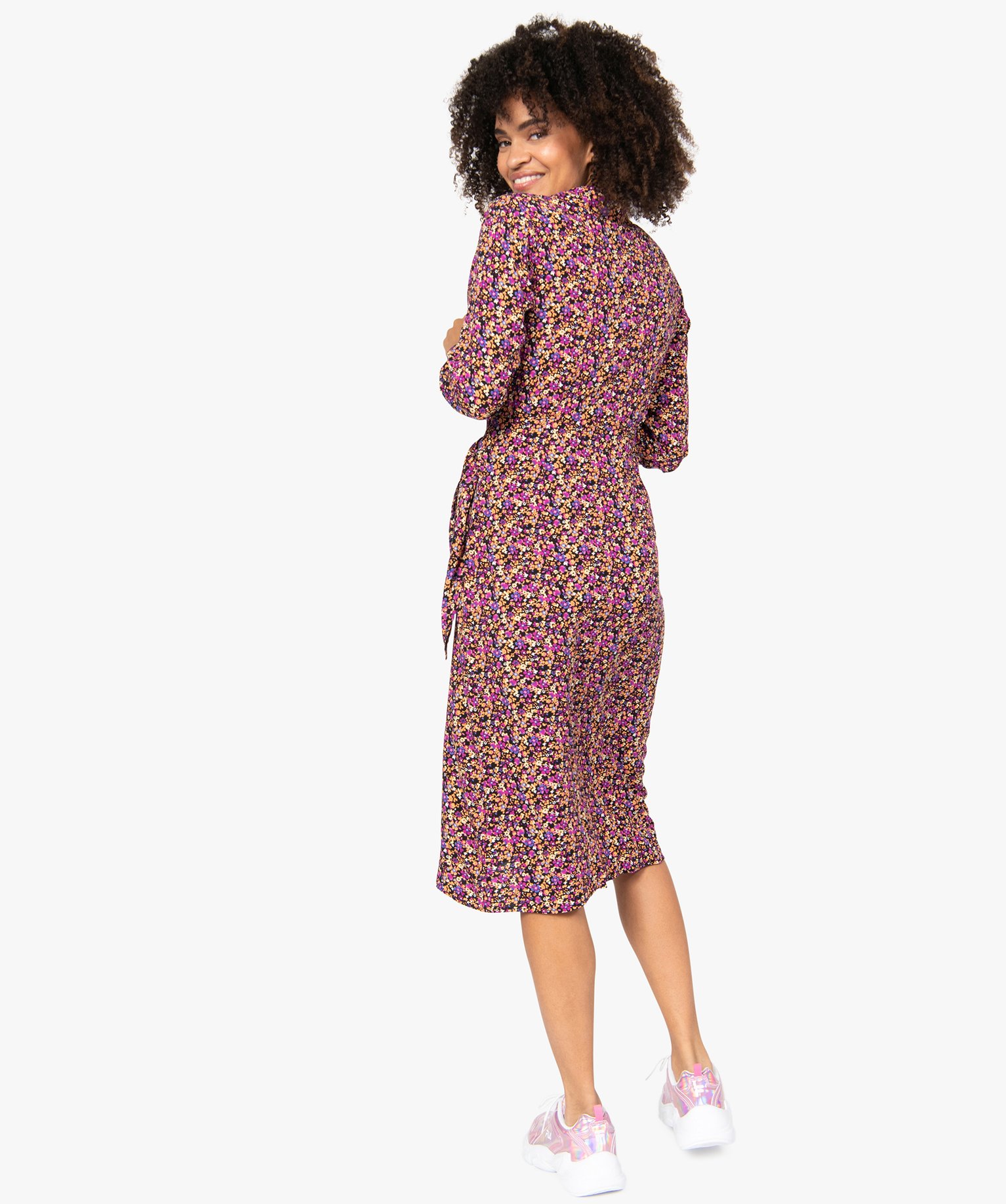 Robe chemise femme imprimée à jupe portefeuille | GEMO