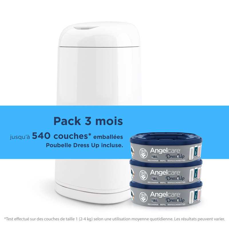 Poubelle à couches + 3 recharges Angelcare