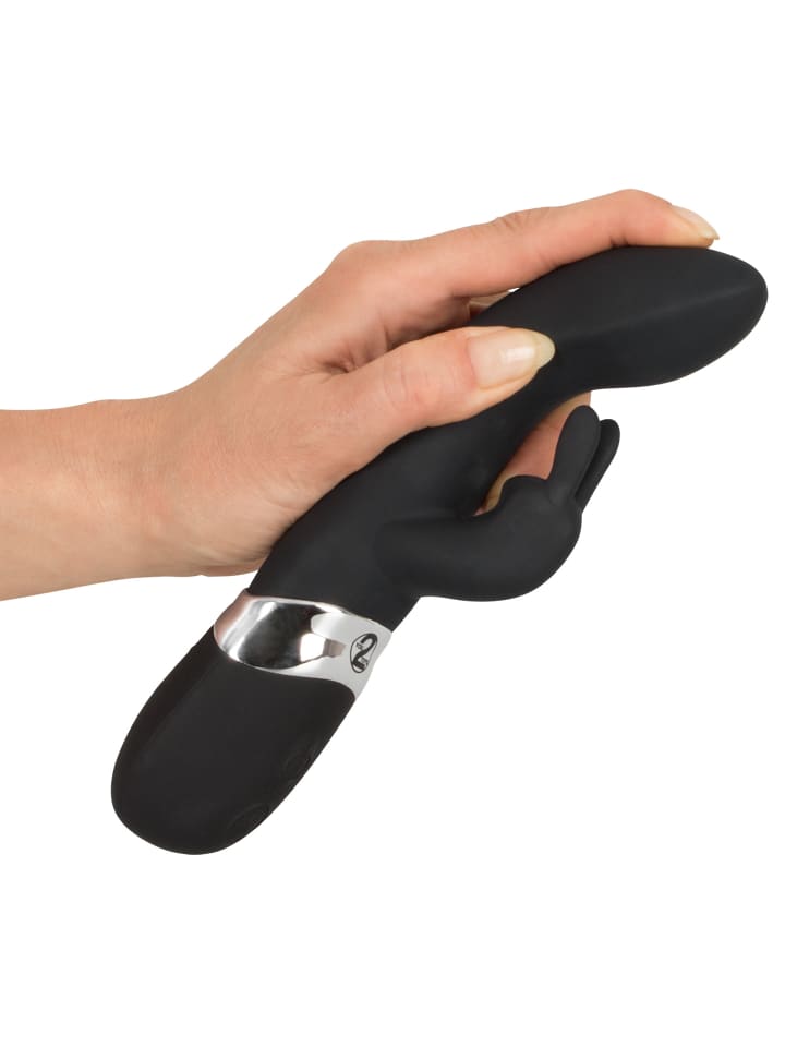 Sweet Smile Vibrator mit Klitorisreizer Rechargeable Rabbit Vibe in schwarz günstig kaufen 21 cm