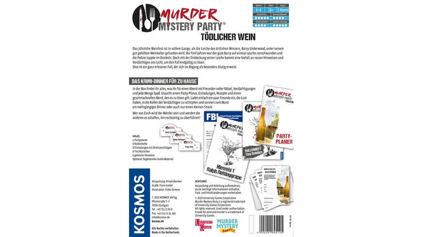 KOSMOS - Murder Mystery Party - Tödlicher Wein - Das Krimi-Dinner für zu Hause