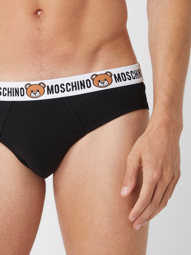 Slip mit Stretch-Anteil im 2er-Pack in schwarz