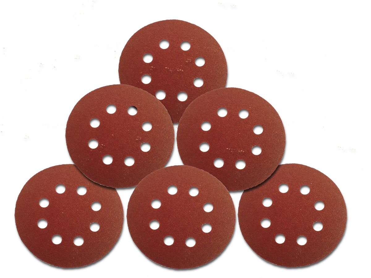 Vago-Tools 200 Stück Klett 125 mm Schleifscheiben Schleifpapier 8 Loch Körnung 24