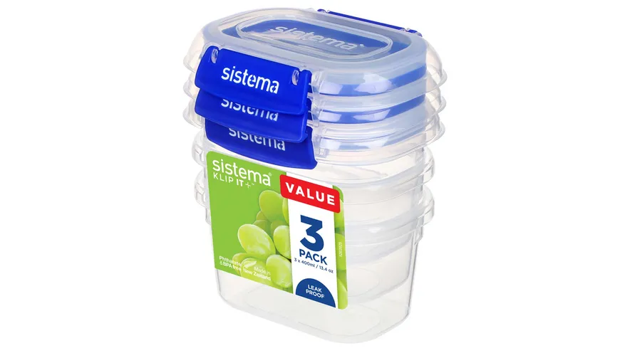 sistema Lunchbox Rectangle Klip IT 400ml 3er Pack