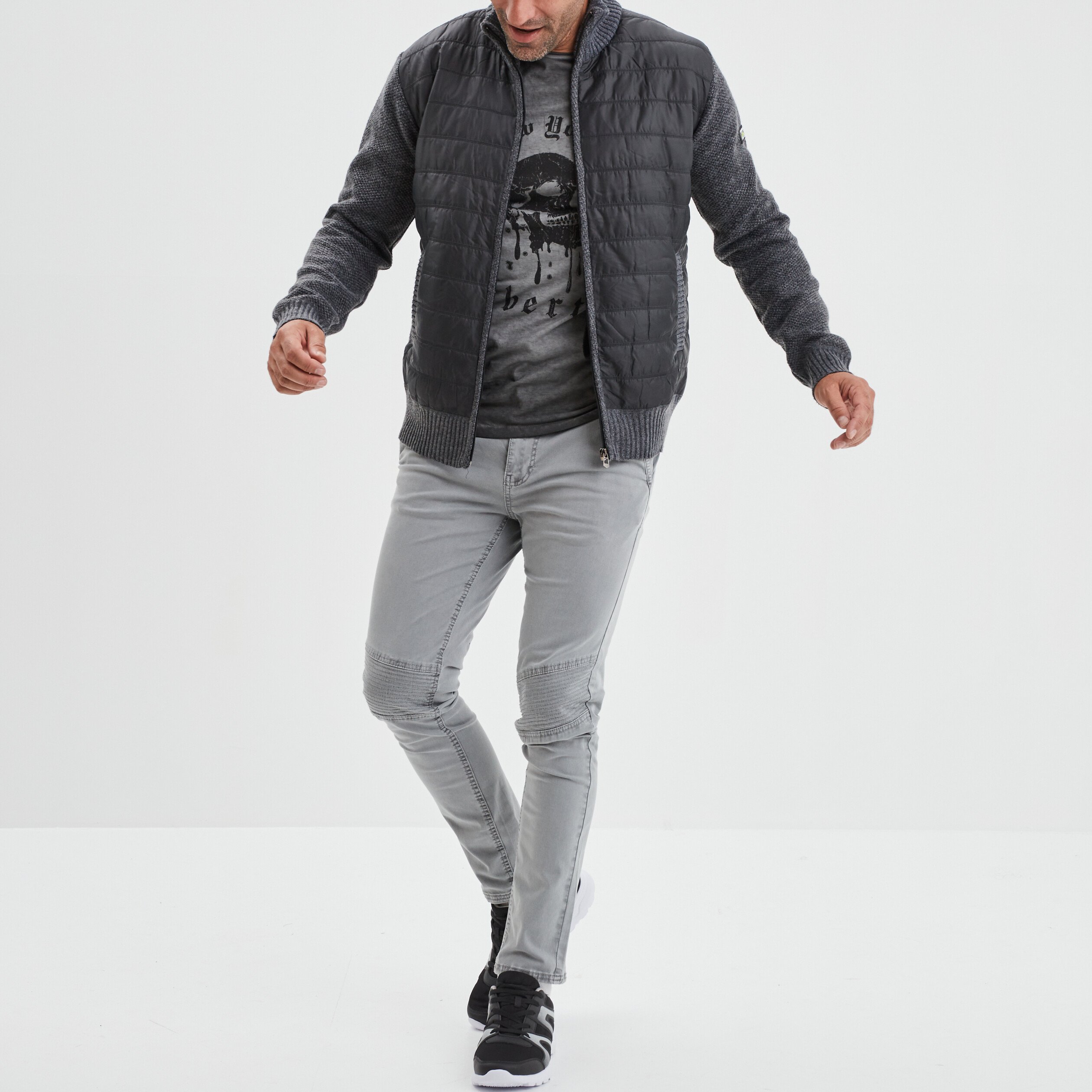 T-shirt col rond manches courtes Liberto gris clair homme | La Halle