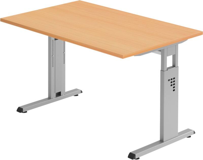 Hammerbacher Matrix Höhenverstellbar Schreibtisch Rechteckig Buche Aluminium, Holz, Kunststoff, Spanplatte C-Fuß 1.200 x 800 x 850 mm