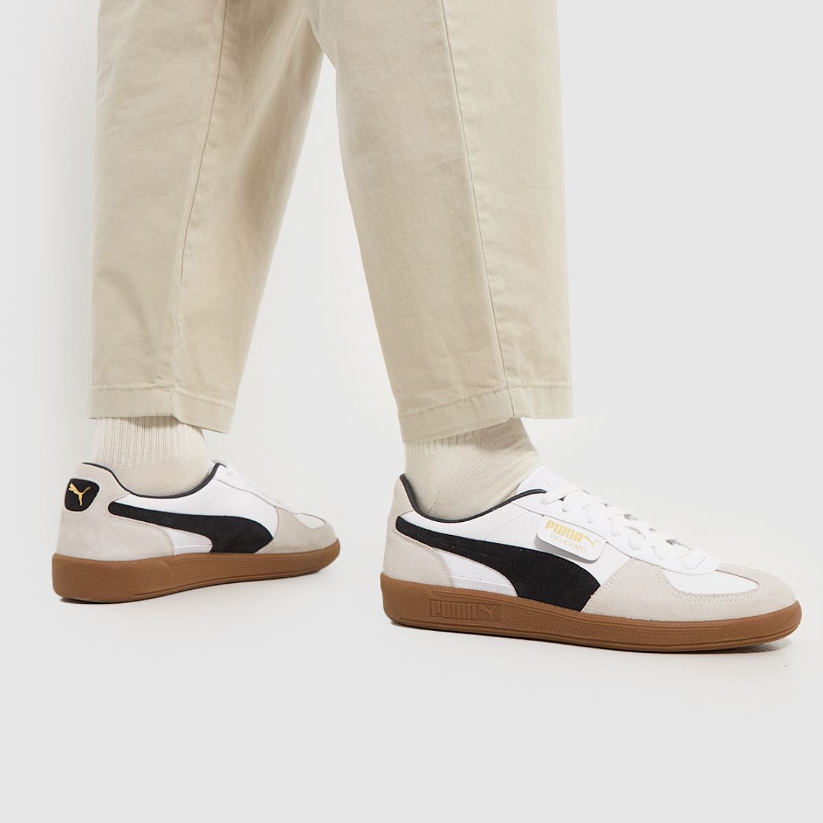 PUMA Palermo lädersneakers i vitt och svart