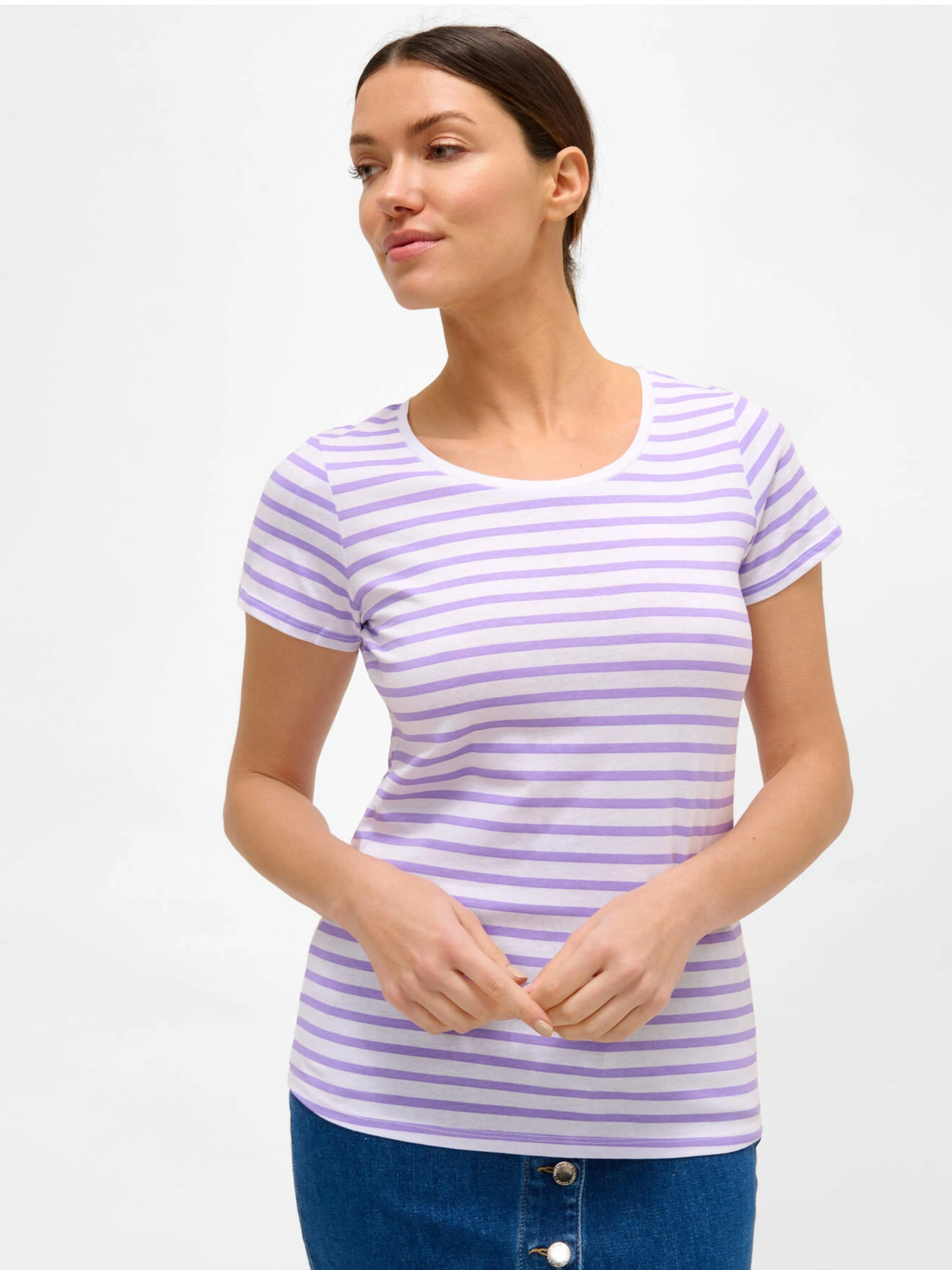 Lila-weiß gestreiftes T-Shirt ORSAY