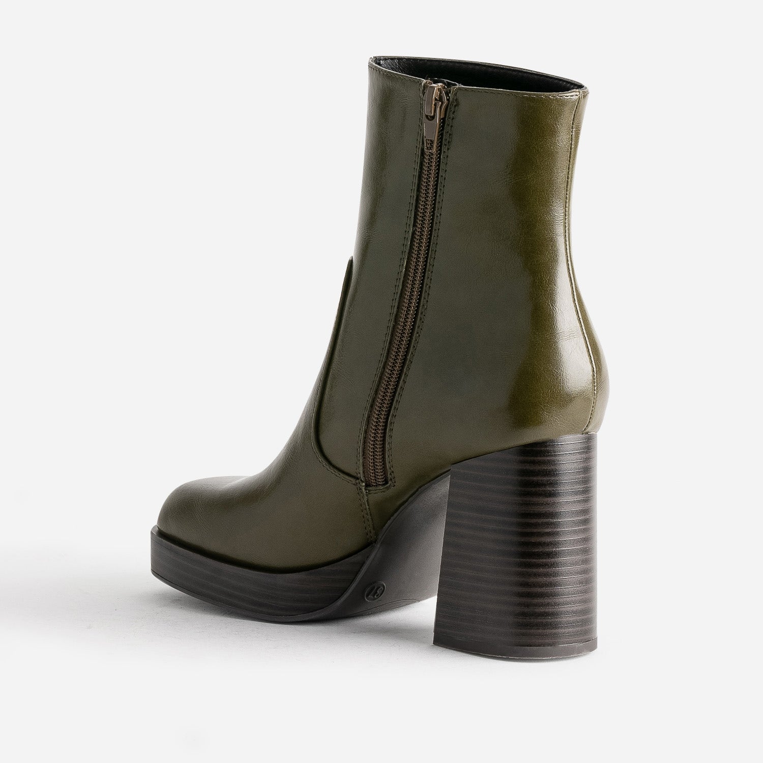 Boots kaki éco-conçu à plateforme et talon flare